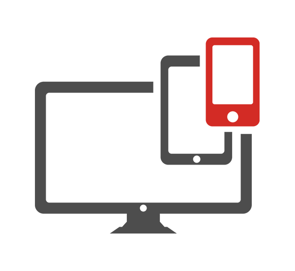 Mobile responsive websites displayed on desktop computer, tablet and mobile phone