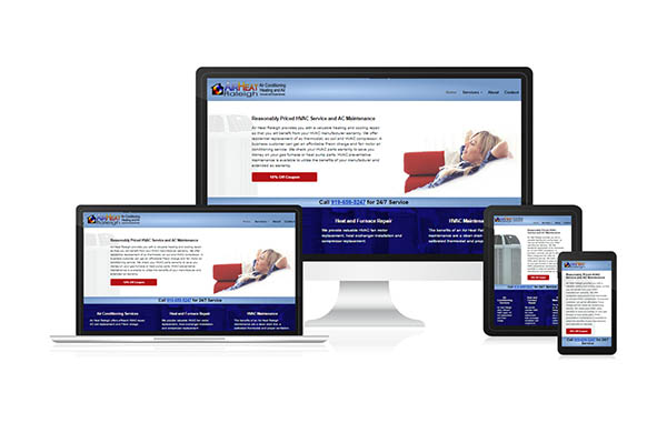 Air Heat Raleigh's website redesign is now a mobile responsive design that featured his services